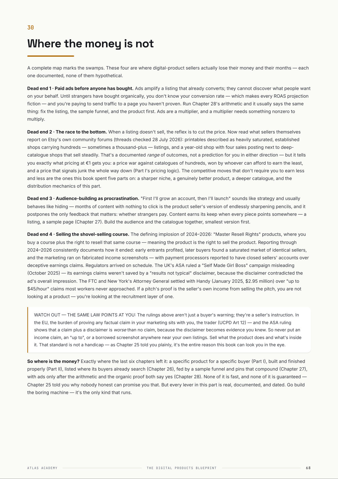 Inside The Digital Products Blueprint — the chapter on where sellers lose money